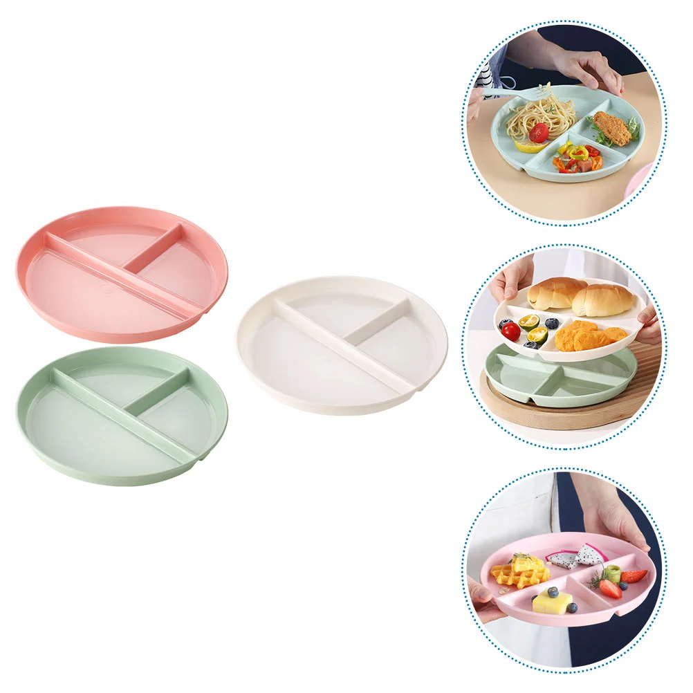 

3 Pcs Portion Plate Diet Kids Divided Plates Adults Trays Eating Dinner Compartment Partition Large Serving Bowl