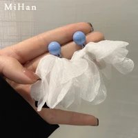 mihan 925 silver needle modern jewelry white fabric earrings new trend spring summer style drop earrings for celebration gifts