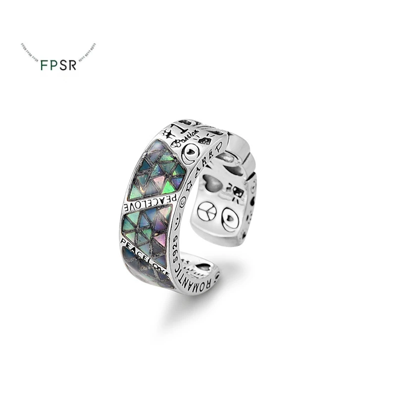 

Retro Style Twist Graffiti Thai Silver Ladies Party Ring Jewelry For Women Geometric Graffiti Totem Ring Female