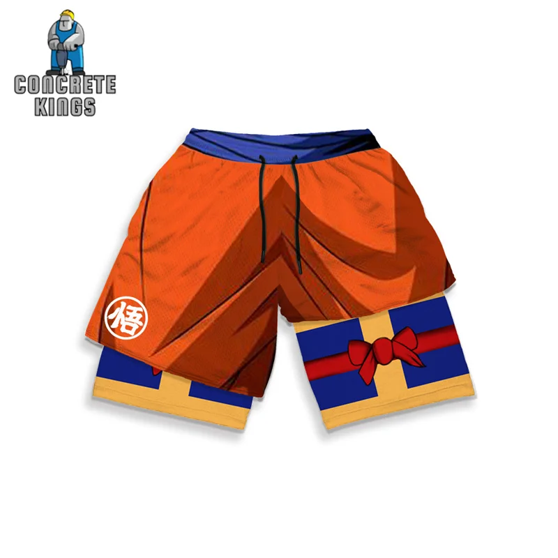 

Anime Shorts for Men 2 In 1 Quick Dry Gym Performance Sport Shorts Workout Cosplay Summer Running Baggy Casual Beach Short Pants