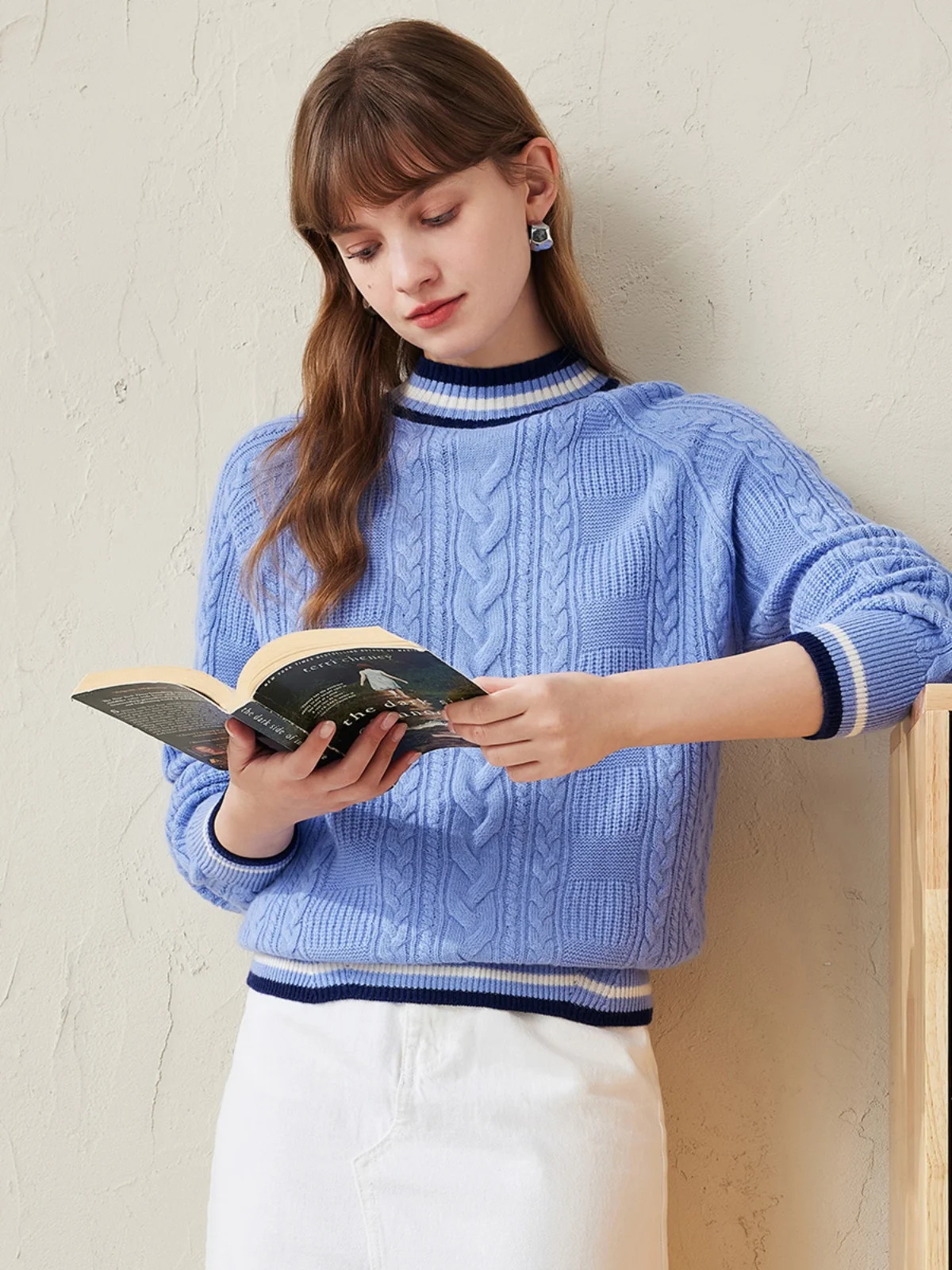 Comonboka 24 осенне-зимний новый витой 00% овечий свитер с воротником до половины