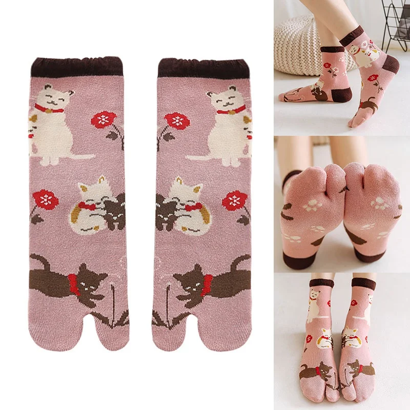 

Two Finger Socks Unisex Japanese Kimono Flip Flop Sandal Split Two Toe Sock Tabi Ninja Geta Socks Women Men tabi socks таби