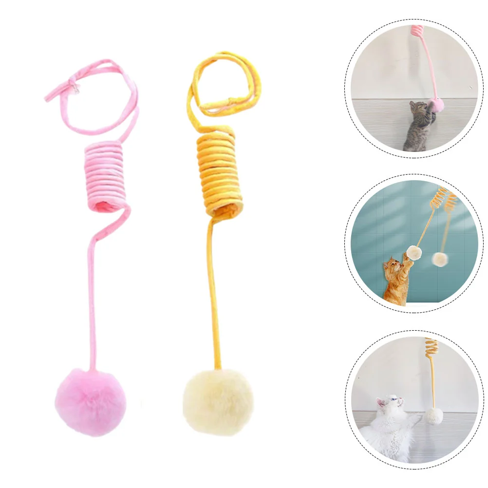 

2Pcs Fluff Ball Toy Hanging Ball Toy Cat Teasing Toy Cat Plush Ball Toy Cartoon Ball Toy Plush Cat Toy