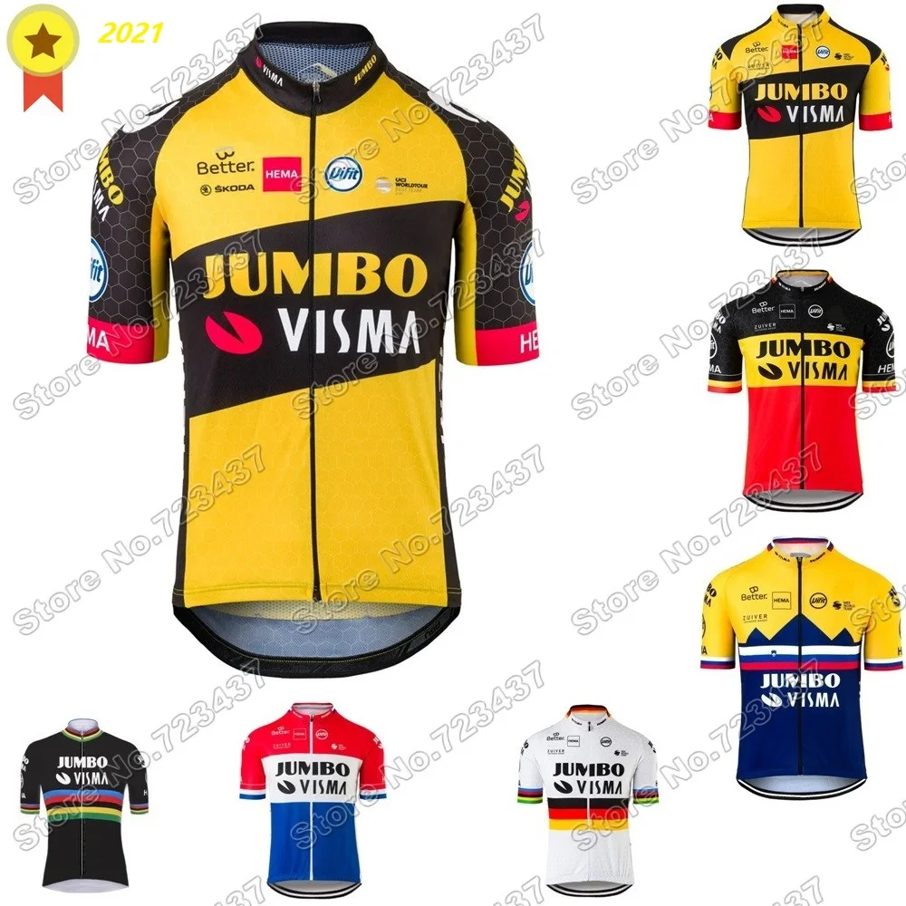 Jumbo Visma 2021 Cycling Jersey Men World Champion Cycling Clothing Belgium Slovenia Netherlands Germany Race Road Bike Shirts