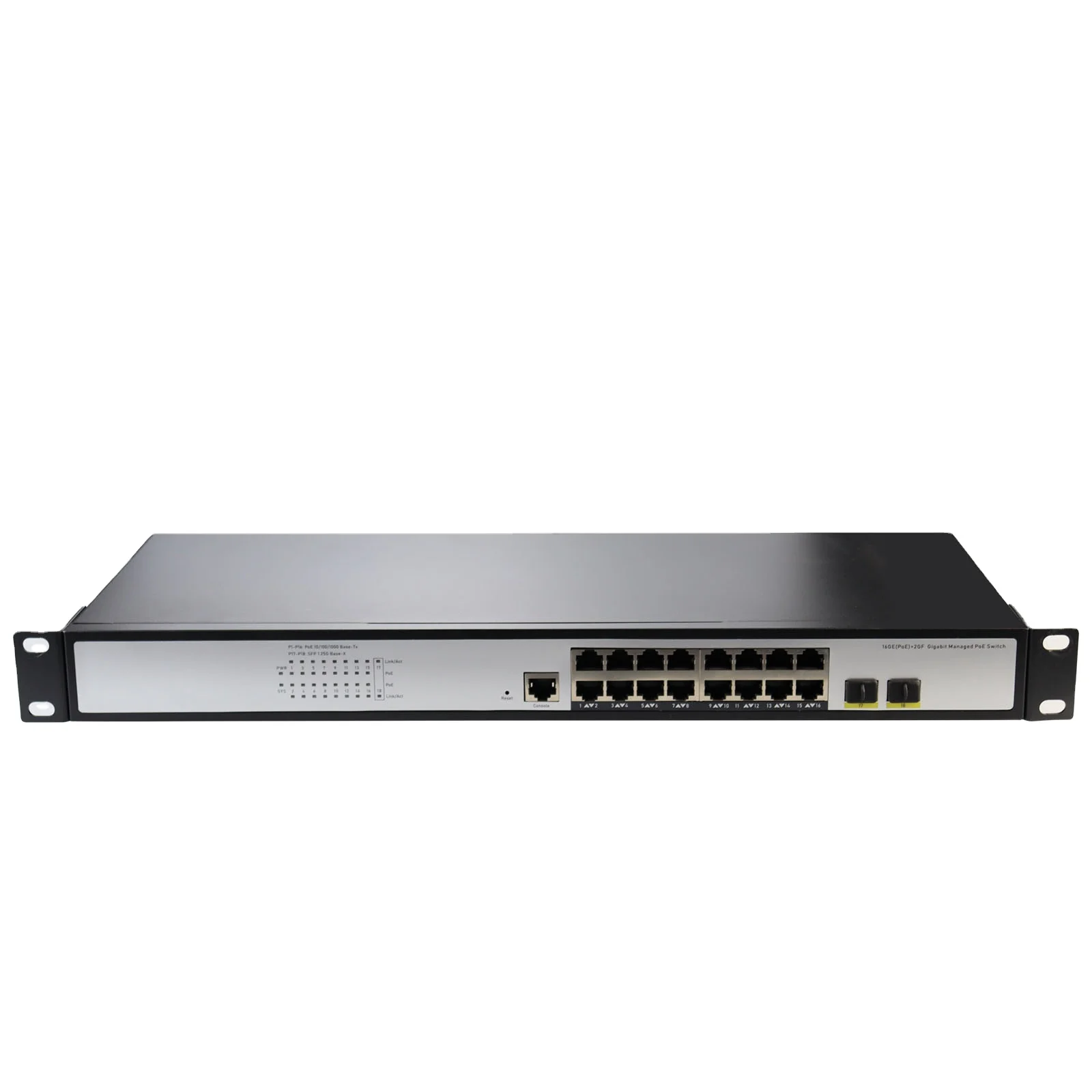 

Commercial L2 Managed PoE Switch 16-Port 10 100 1000T 802.3at PoE To 2-Port 100 1000X SFP Fiber