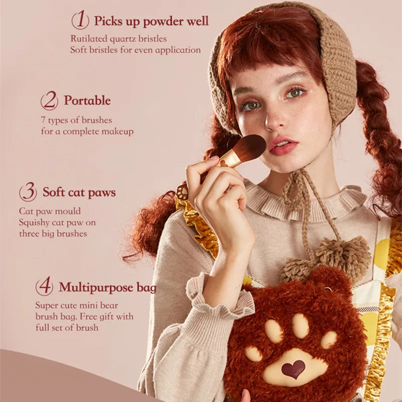 Flower Knows Mini Love Bear Brush Collaboration with Bacio Bouquet Portable | Makeup Brushes