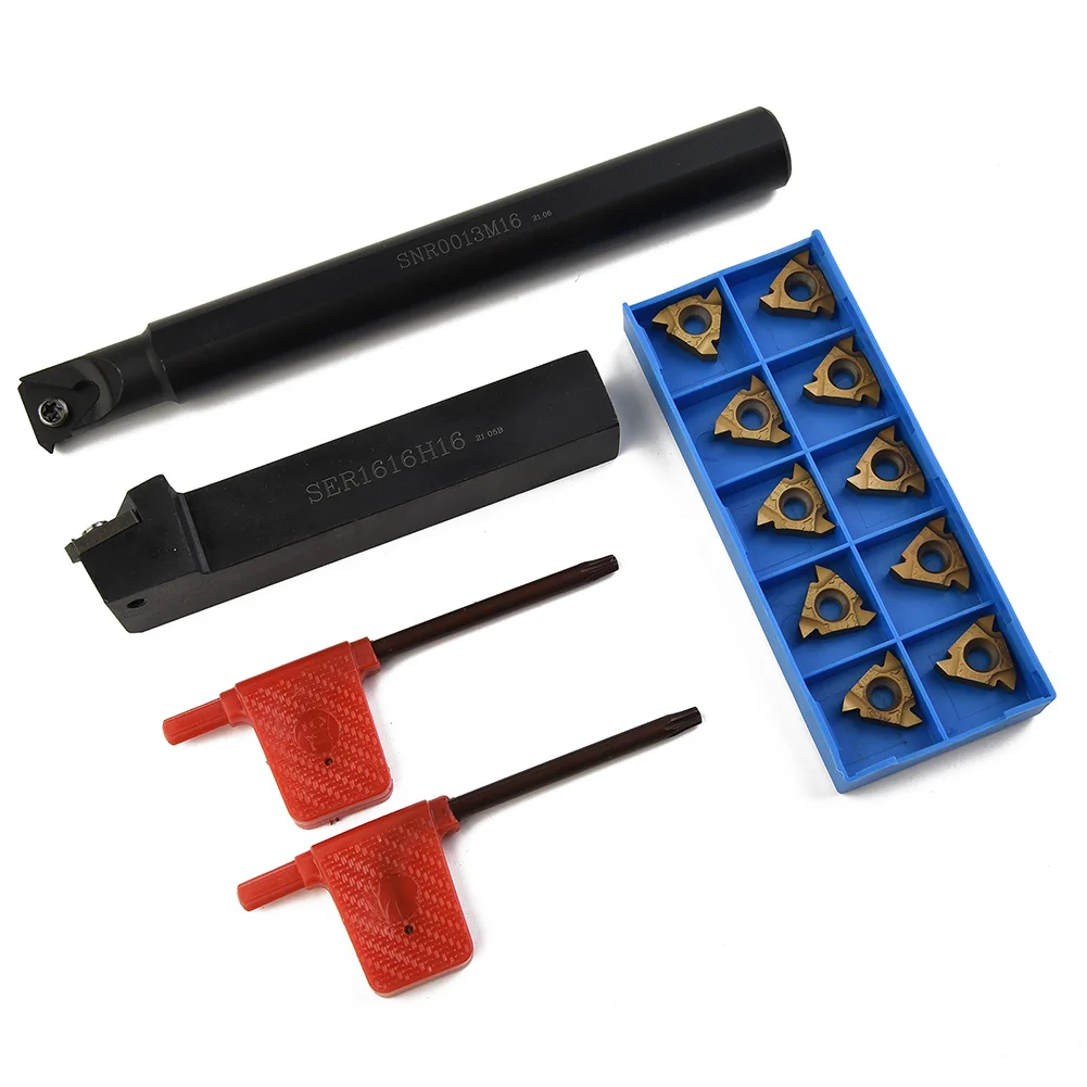 

Lathe Internal Threading Inserts Right T15 Kit Parts SER1616H16 SNR0013M16 Turning Tool 1/2in 5/8in Turning Tools