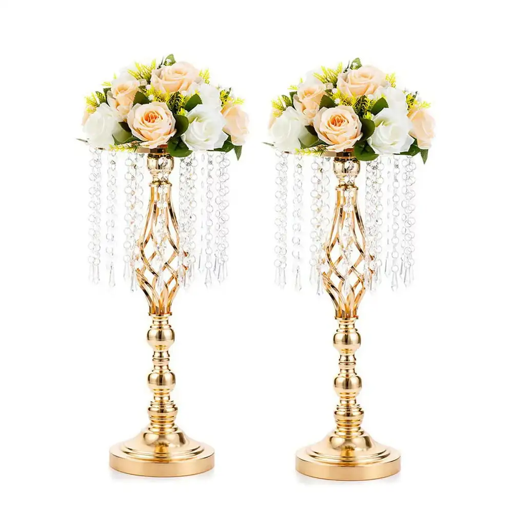 

Золотая подставка для стола 19,3 дюйма, высокий Цветочный Стенд для свадебных украшений, набор из 2 предметов