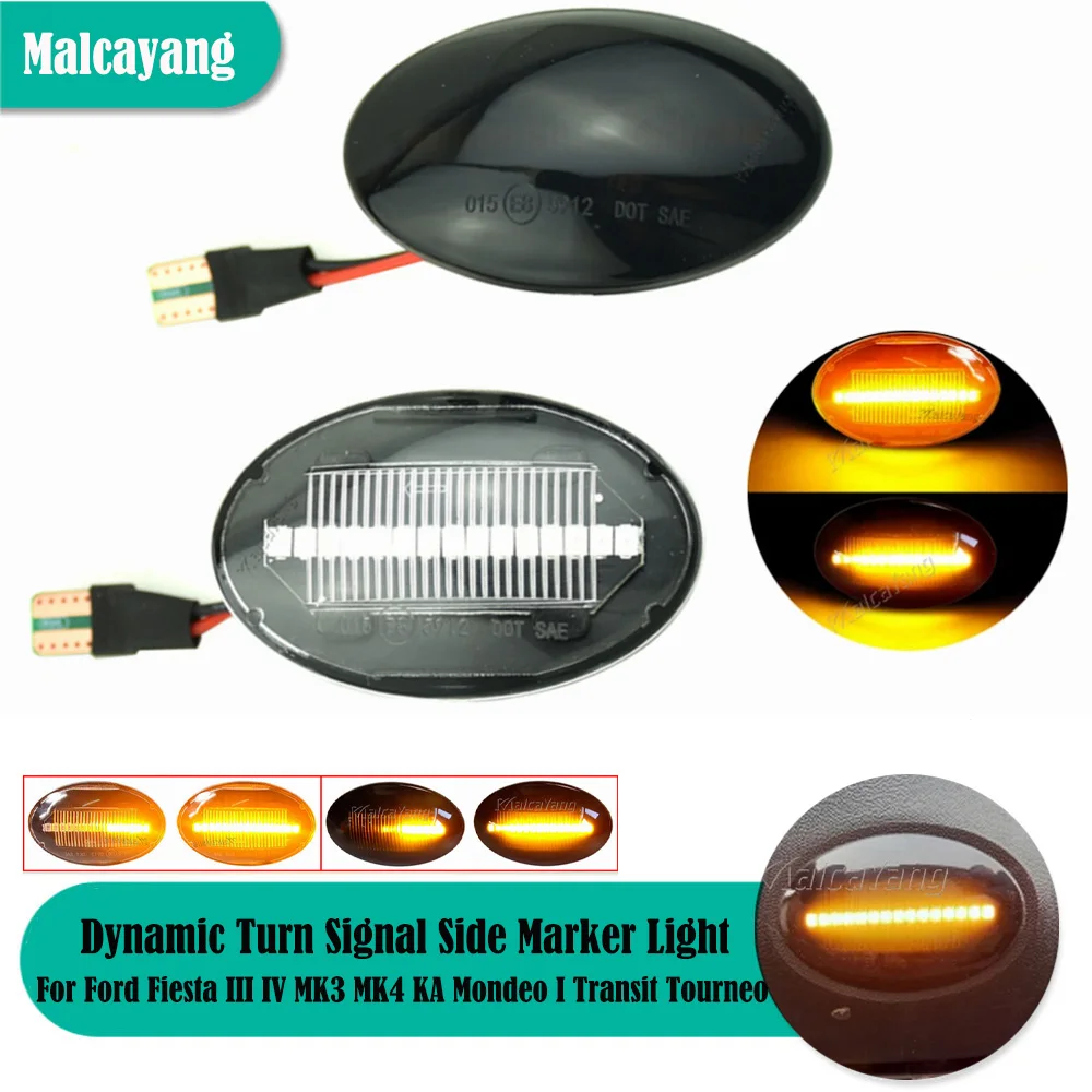 

2X For Ford Fiesta III MK3 IV MK4 Mondeo I MK1 KA Transit Tourneo MK6 MK7 Dynamic Turn Signal Side Marker Light Flashing