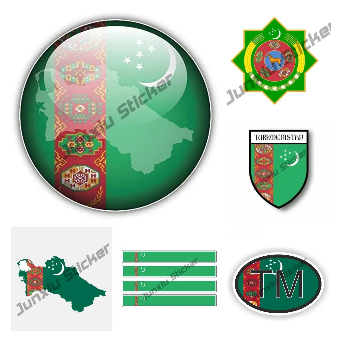 

Creative Stickers Turkmenistan Flag Decal Turkmenistan Country Code Flag Map Sticker Car Assessoires Vinyl Glue Sticker KK13cm