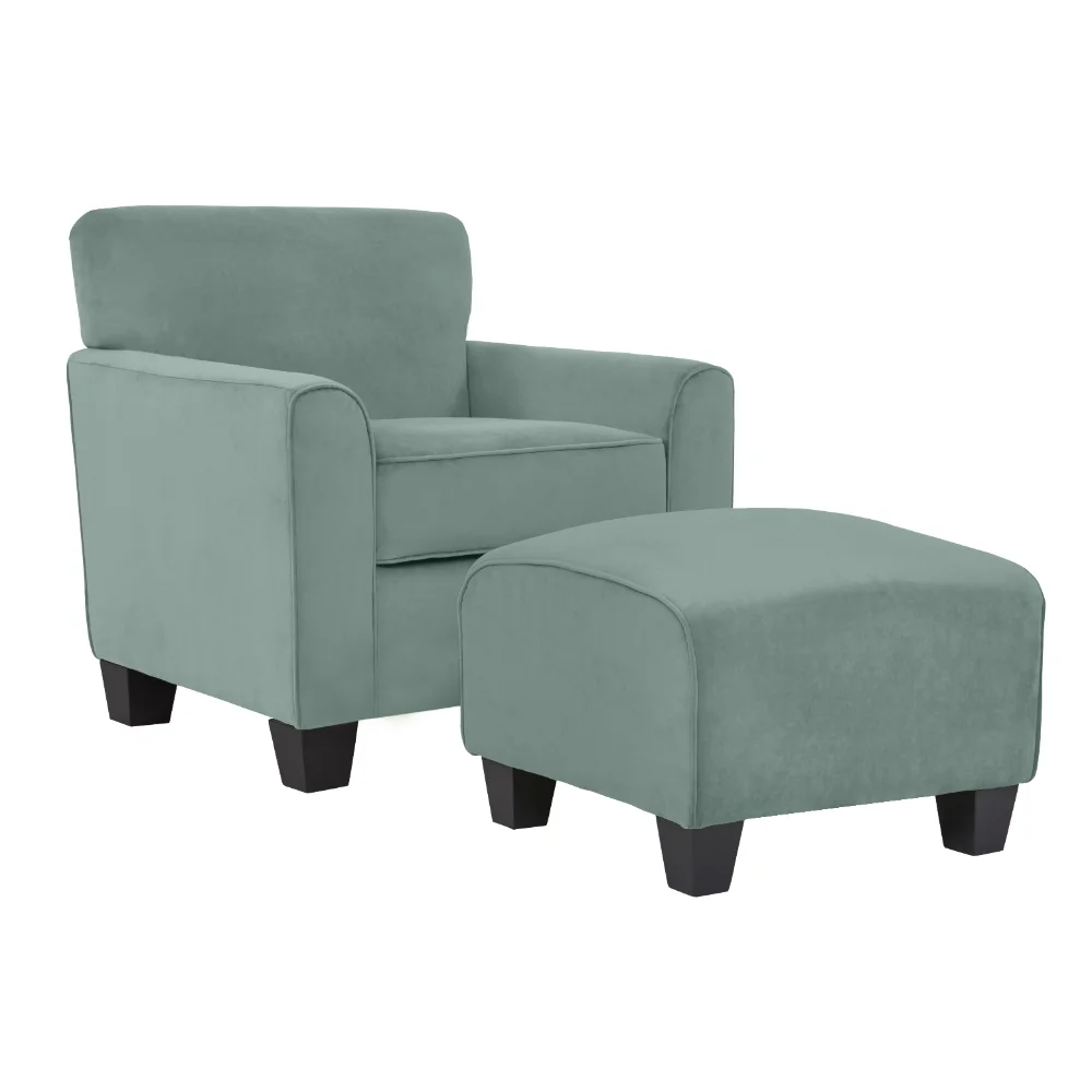 

Homesvale Louisville Armchair and Ottoman, Turquoise Blue Velvet