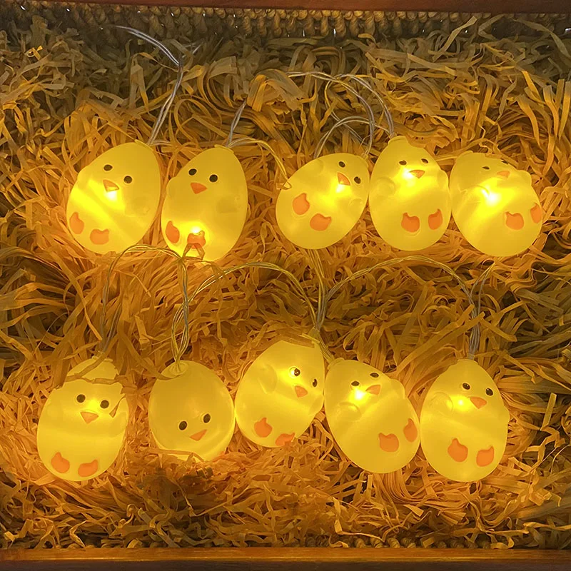 

10 LED Small Yellow Chicken Garland String Lights Easter Fairy Lighting Strings for Outdoor Holiday Easter Party Home Decoration