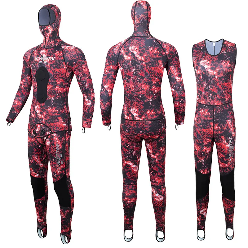 Premium 0.5MM Neoprene Two Pieces Camo Keep Warm Scuba Diving Suit Spearfishing Surfing Kayaking Snorkeling WetSuit Equipment