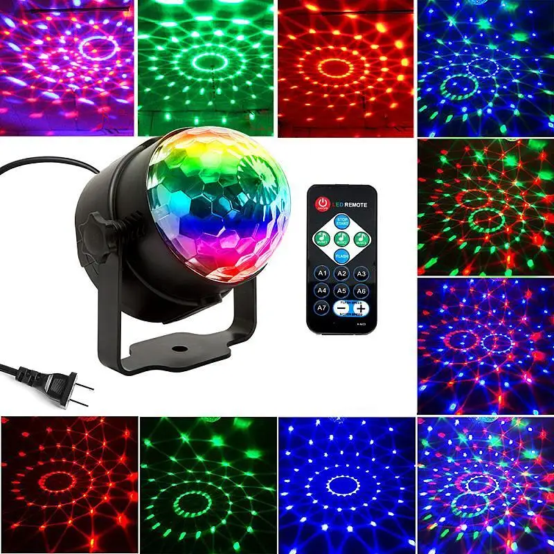 Mini Sound Activated Rotating Disco Ball DJ Party Lights 3W RGB  Stage Lights for Christmas Wedding Sound Party Stage DJ