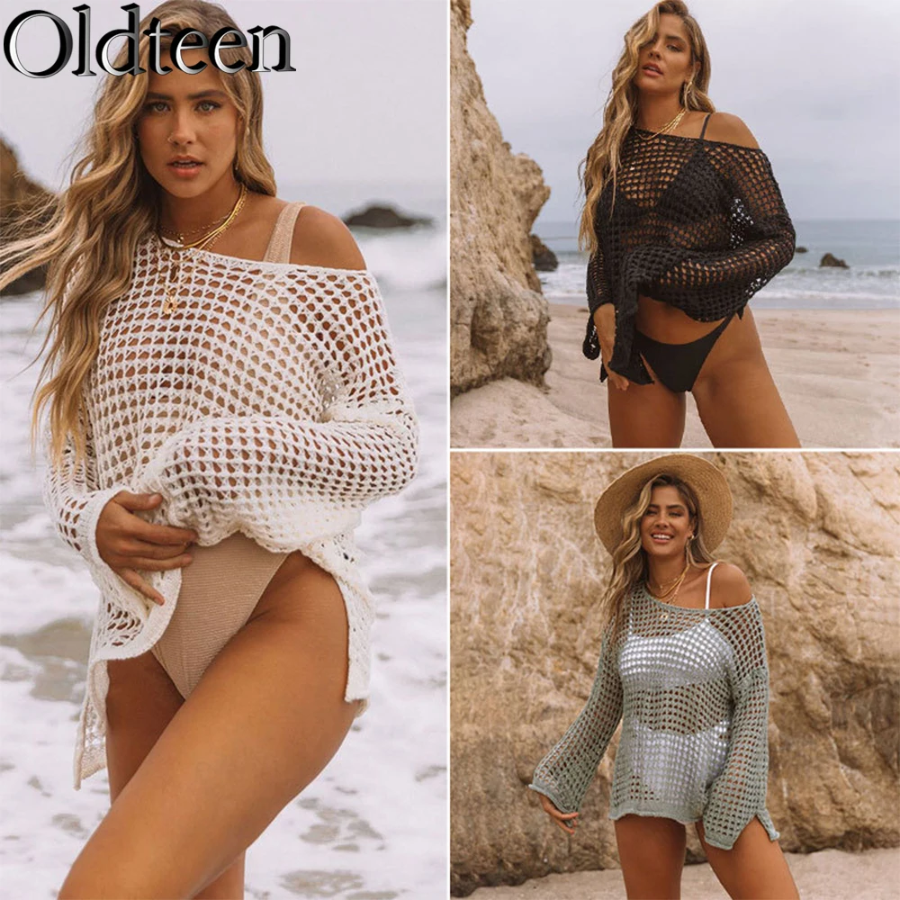 

New Fashion Summer Bikini Cover Up Sexy Beach Swimwear Cover--Up Women's Cotton Cover-Up Casual Short Sleeve Solid Beach Dress