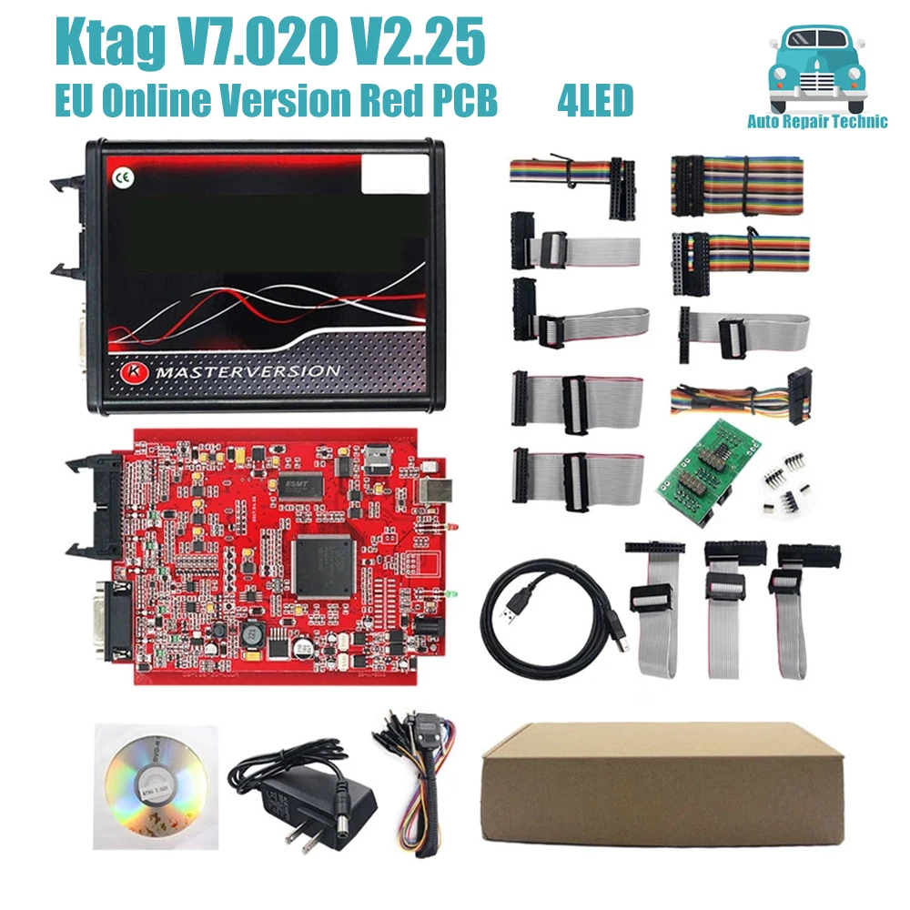 KTAG V7.020 4 LED 2.25 Online OBD2 ECU Chip Tuning Tools Master Version With Unlimited Token BDM Function ECU Programmer PK KESS