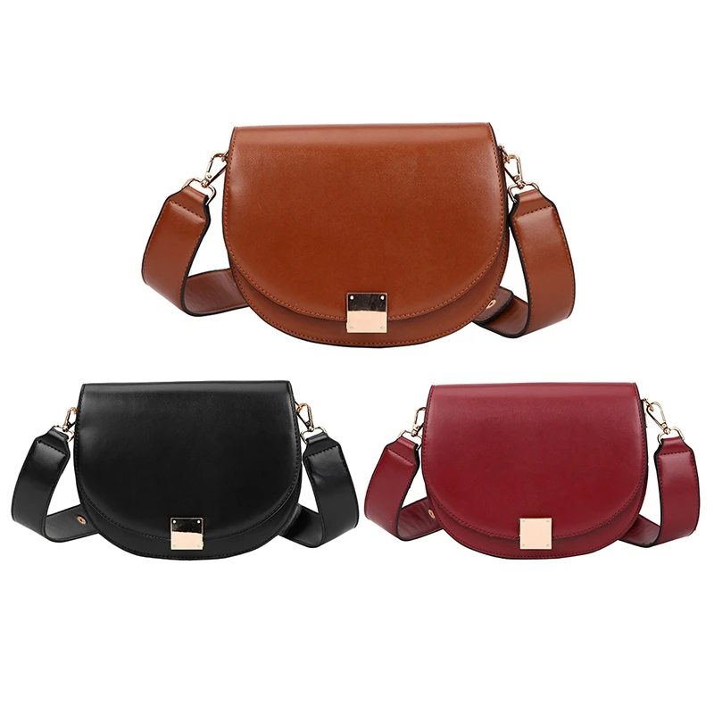 

NEW-Vintage Crossbody Bags For Women Female Small Saddle Bag Leather Shoulder Bag Women Bag
