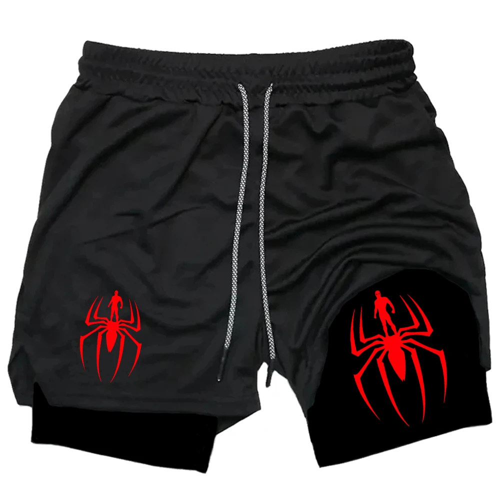 Мужские баскетбольные спортивные шорты 2 в 1 двухслойные штаны сетчатые