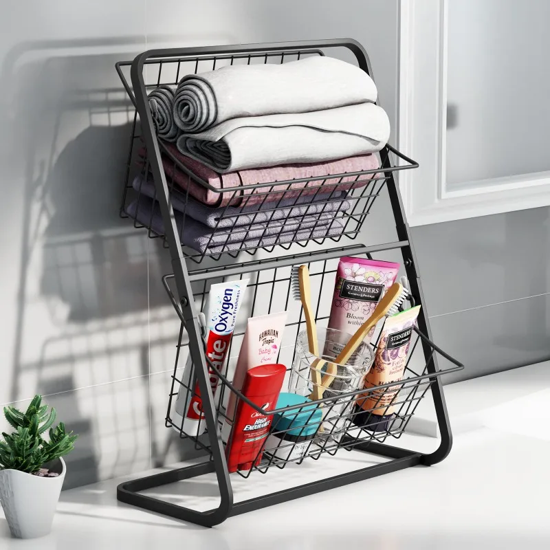

Double Layer Kitchen Seasoning Holder Assembly Bathroom Organizer Iron Storage Shelf Rack Fruits Cosmetic Storage Basket New