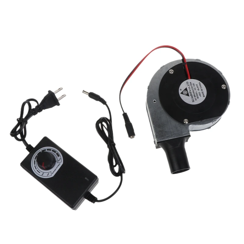 

BBQ Fan Air Blower DC 12V Powered Large Air Flow 110V 220V AC Powered Fan Variable Speed Controller Picnic Barbecue Tool