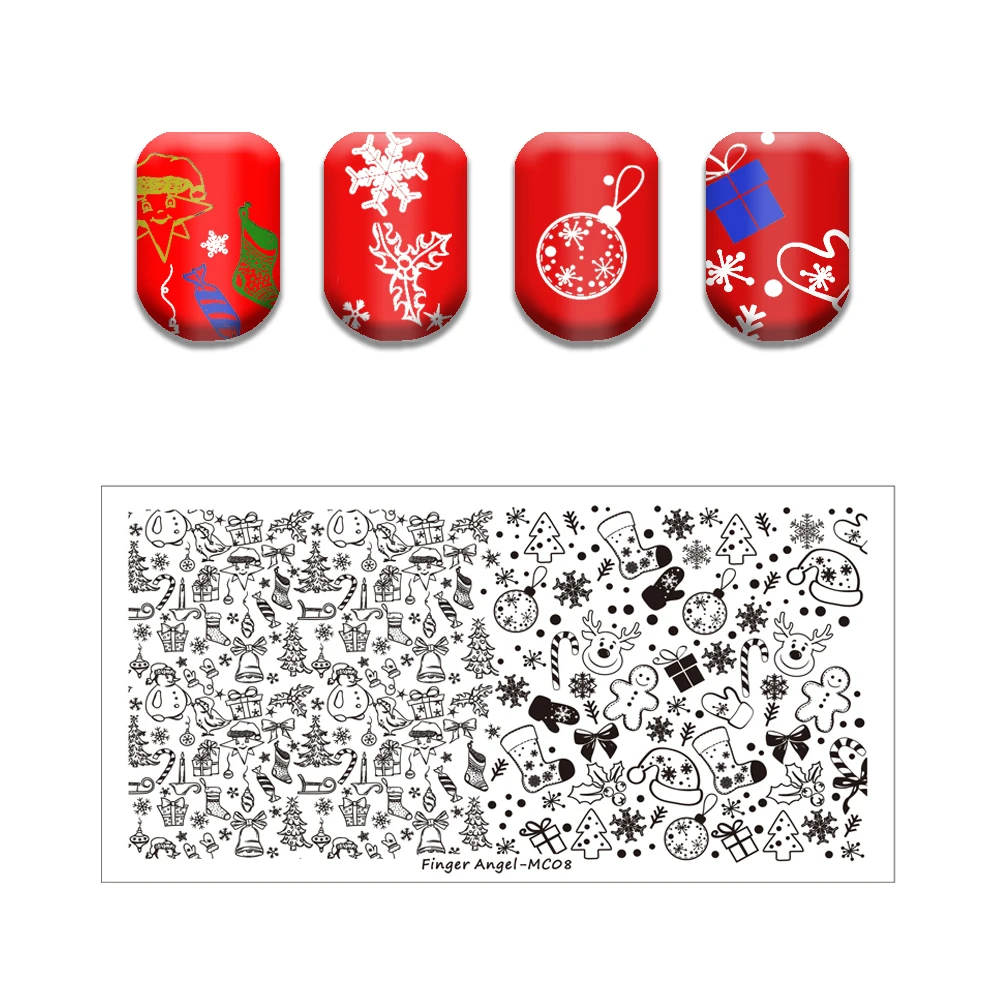 Merry Christmas Stamping Plates Tree Snowman Stamp Plate Leaf Geometric Stainless Steel Nail Art Image Stencil | Красота и здоровье