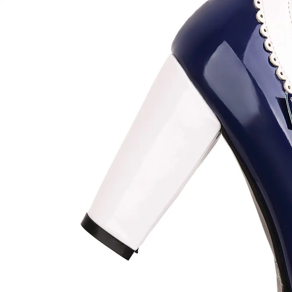 Eokkar Patent Mary Janes Heels Pink Block Rockabilly Shoes Lolita High Heels Shoes Wingtip Shoes Black White Pumps Shoes 2022