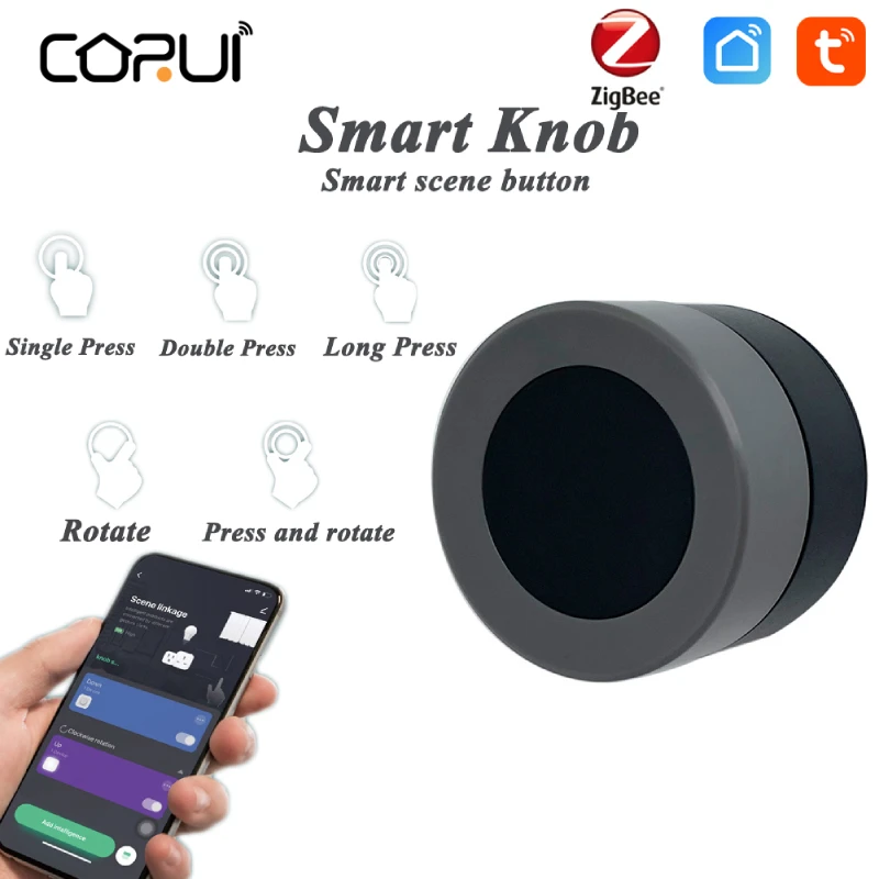 

CoRui New Tuya ZigBee Smart Knob Switch Wireless Scene Switch Button Controller Battery Powered Automation Scenario Smart Life