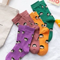 new chi bi maruko series socks pure cotton personality street trend medium tube socks high quality fashion casual womens socks