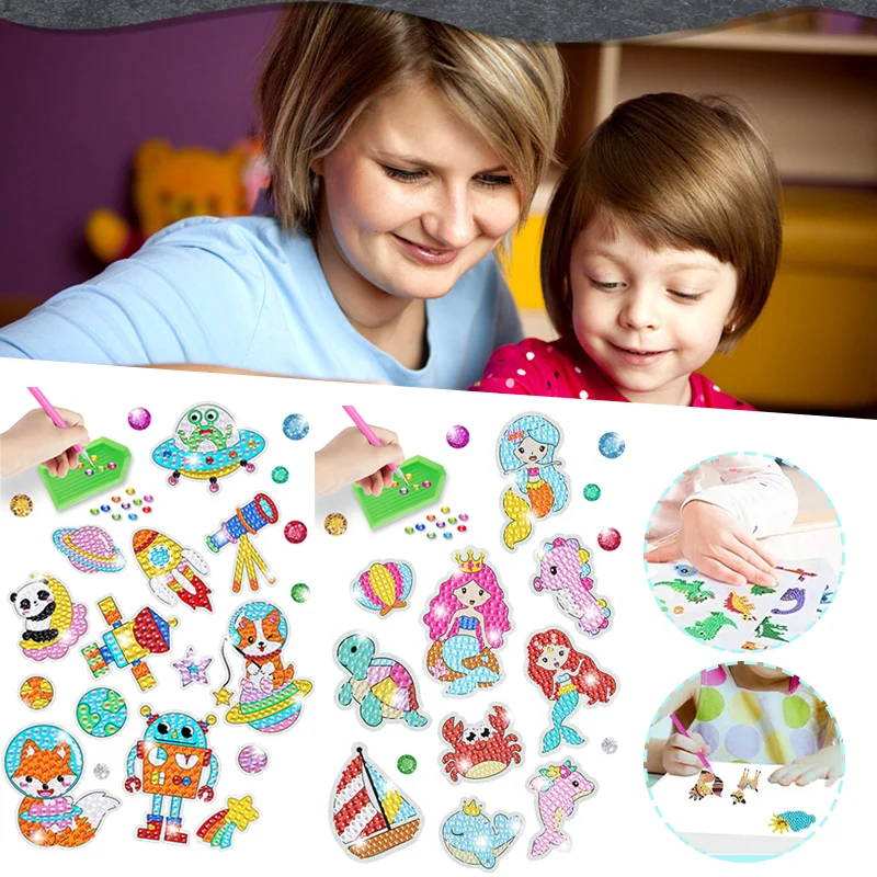 

Children's Free Sticking Cartoon Dot Painting For Diy Art Ornament Kit With Tool Cartoon Figure/animal Pattern Sticking Painting