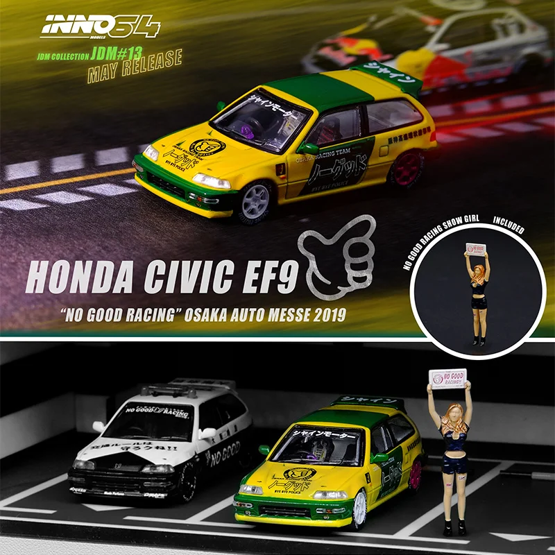 

INNO 1:64 CIVIC EF9 NO GOOD RACING yamauto MESSE female doll alloy Diorama collection of models of AUTO miniature toys