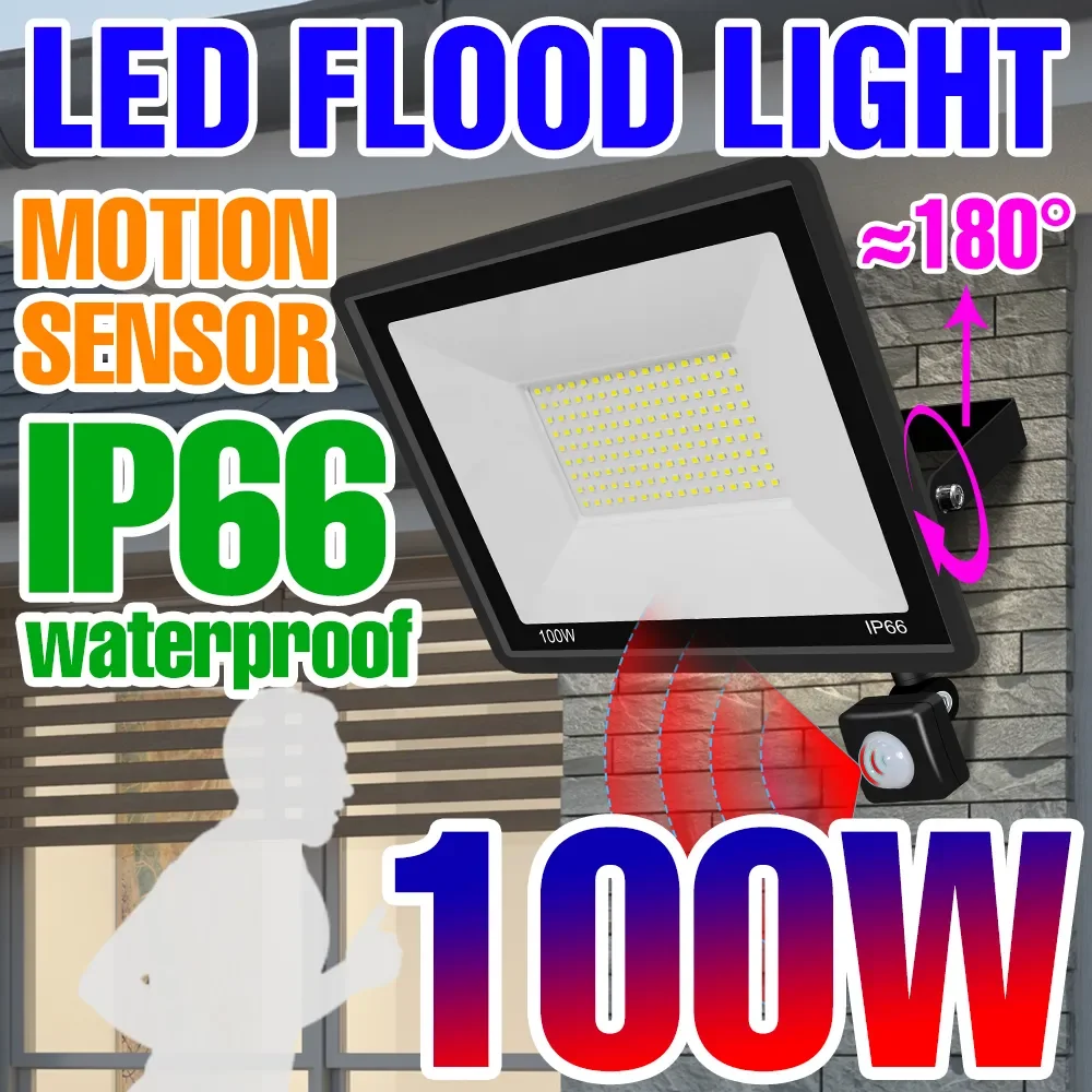 

Floodlight LED Spotlight Outdoor Garden Lights IP66 Waterproof Projector Street Lamp With Motion Sensor LED Reflector Wall Lamp