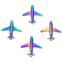 5pcslot rainbow color airplane boeing 747 aircraft toy model charms alloy pendant for jewelry making necklace earrings parts