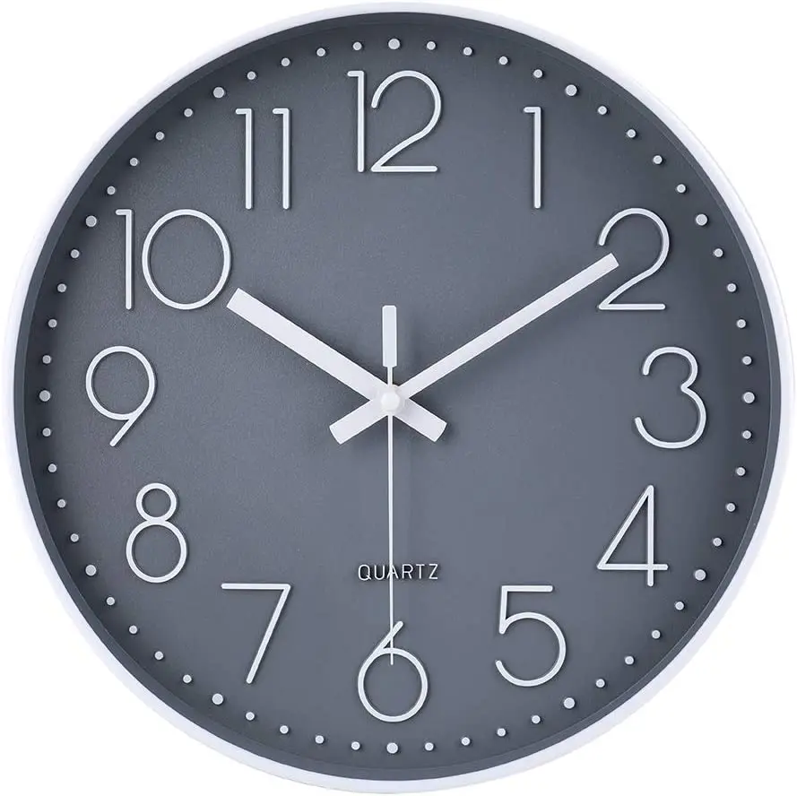 

12/8 Inch Non-Ticking Wall Clock Silent Round Wall Clock Modern Decor Clock for Home/Office/School/Kitchen/Bedroom/Living Room