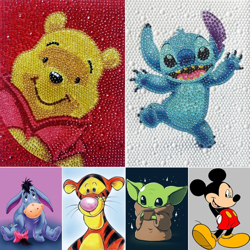 Kits de peinture de diamant 5D pour enfants  bricolage  point d'ourson Disney Yoda Mickey  mosaïque