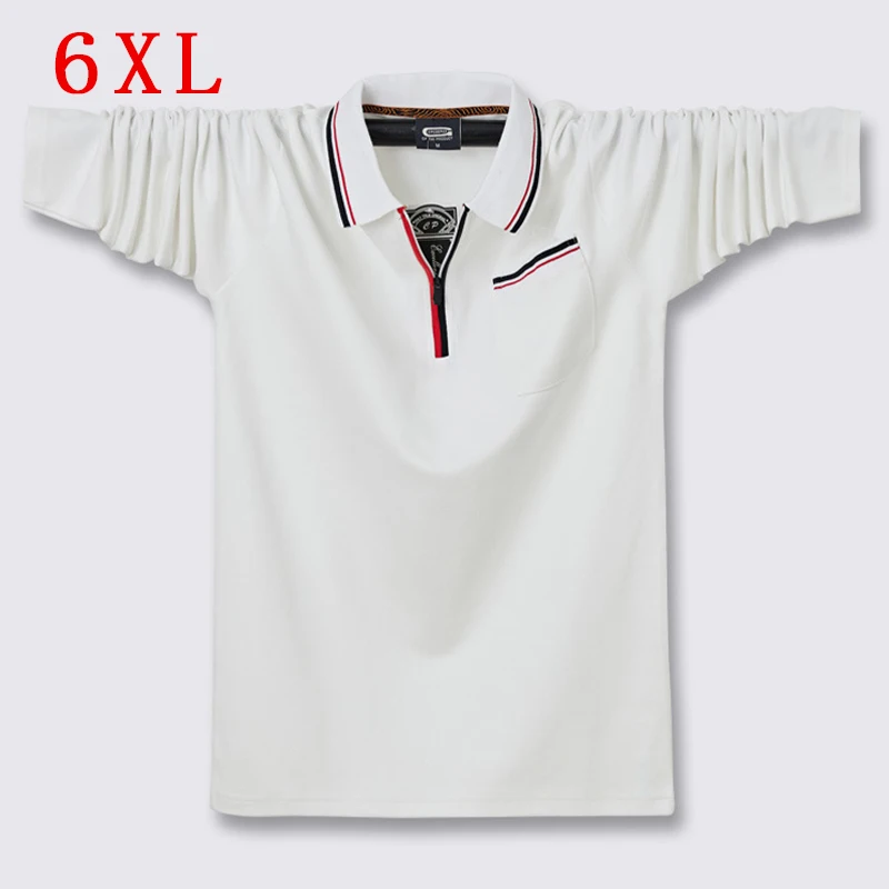 

2022 Plus Size 6XL 9 Colors Long Sleeve Polo Shirt New Autumn Winter Men Fat Fashion Casual Loose Cotton Tops Solid Color Polo