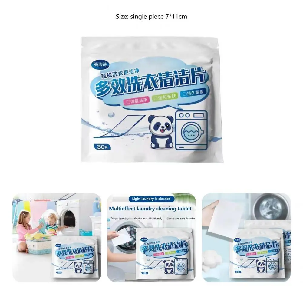 

Eco-friendly 30Pcs Practical Deeply Stain Fighting Detergent Sheet Disposable Laundry Sheet Dissolves Easily for Dorm