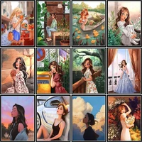 chenistory picture by number cartoon girl kits diy drawing on canvas oil painting by numbers for adult figure handpainted wall a