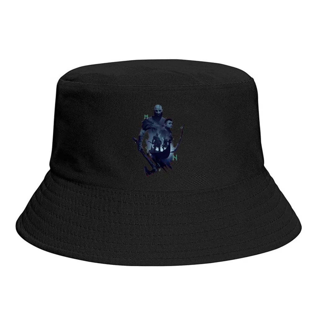 

Summer Unisex Fashion Bucket Hats Fashion Women Men Fishing Fisherman Hat God Of War Betrayal Chains of Olympus Kratos Sun Cap