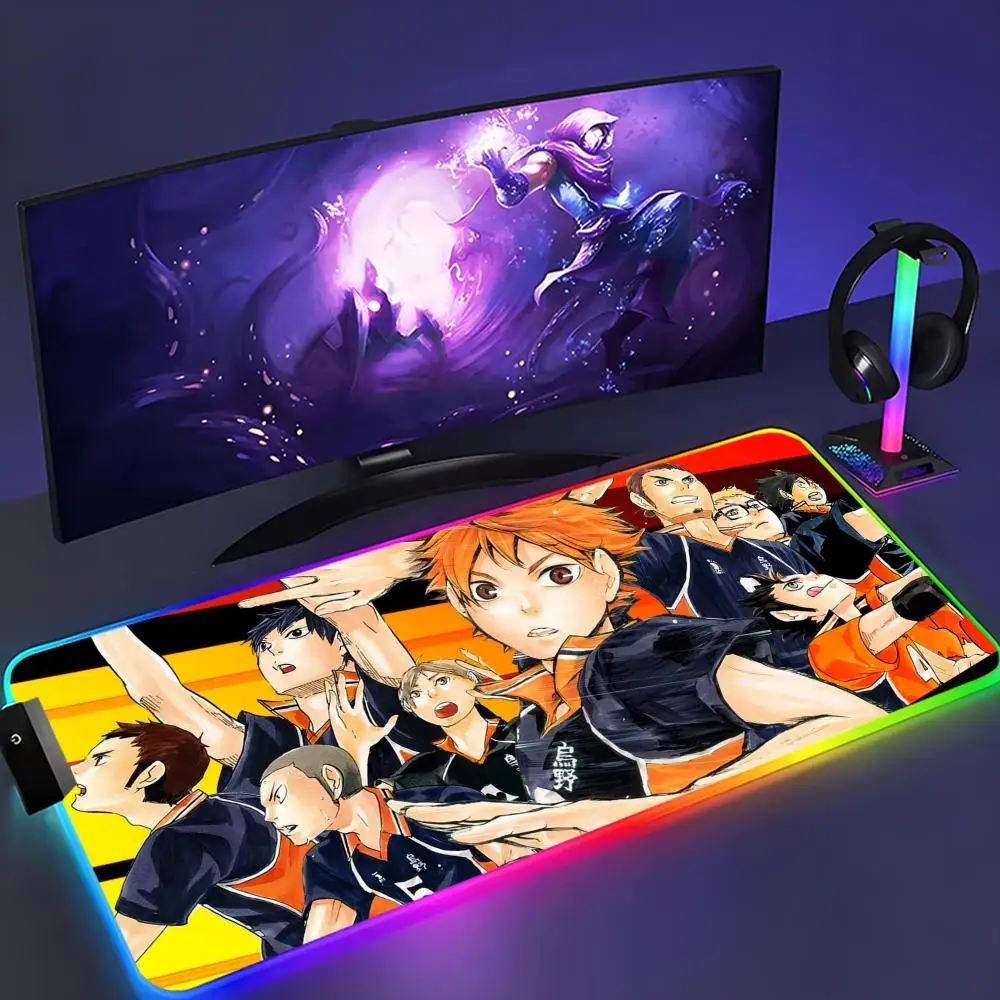Коврик для мыши haikyuu XXL RGB коврик Kawaii игровые аксессуары компьютерная клавиатура