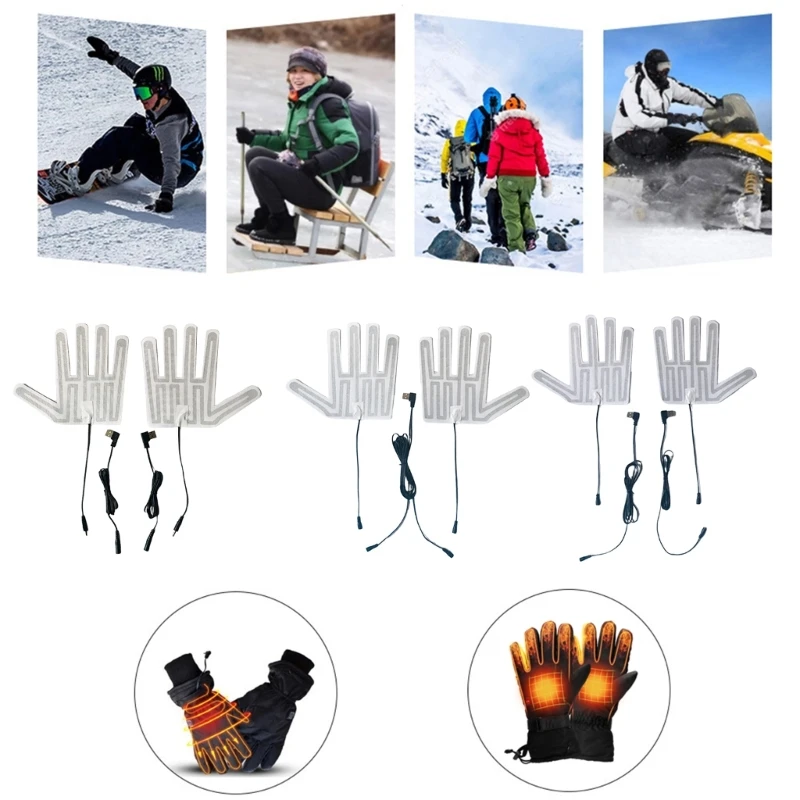 

USB Heated Gloves Pad Hand Warmer Film Pads Five Finger Style Hand Heating Pads for Winter Outings Warmth Drop Shipping