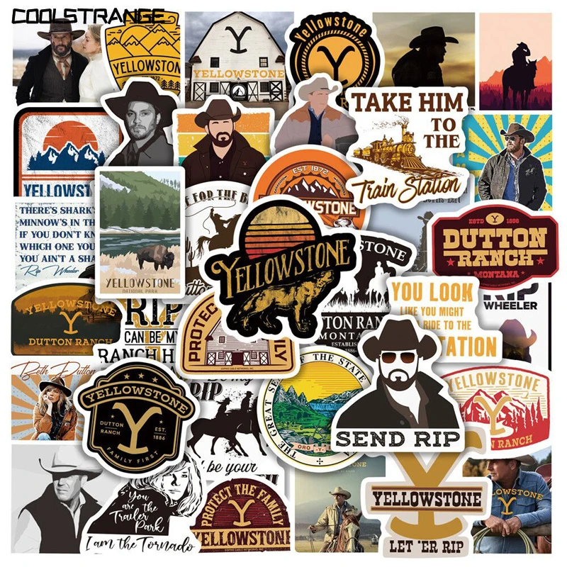 10/30/50 штук Смешные американские фильмовые наклейки Yellowstone для автомобиля, конкурса, водонепроницаемой скейтборд, путешественного чемодана, телефона, ноутбука.