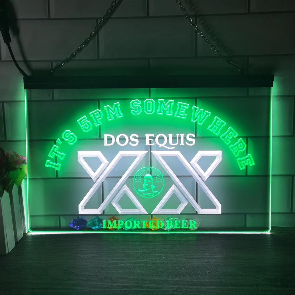 

Сейчас 5, где-то Dos Equis Bar, 2-цветный дисплей светодиодный светодиодная неоновая вывеска, домашний декор, новогодняя настенная, свадебная, спальня