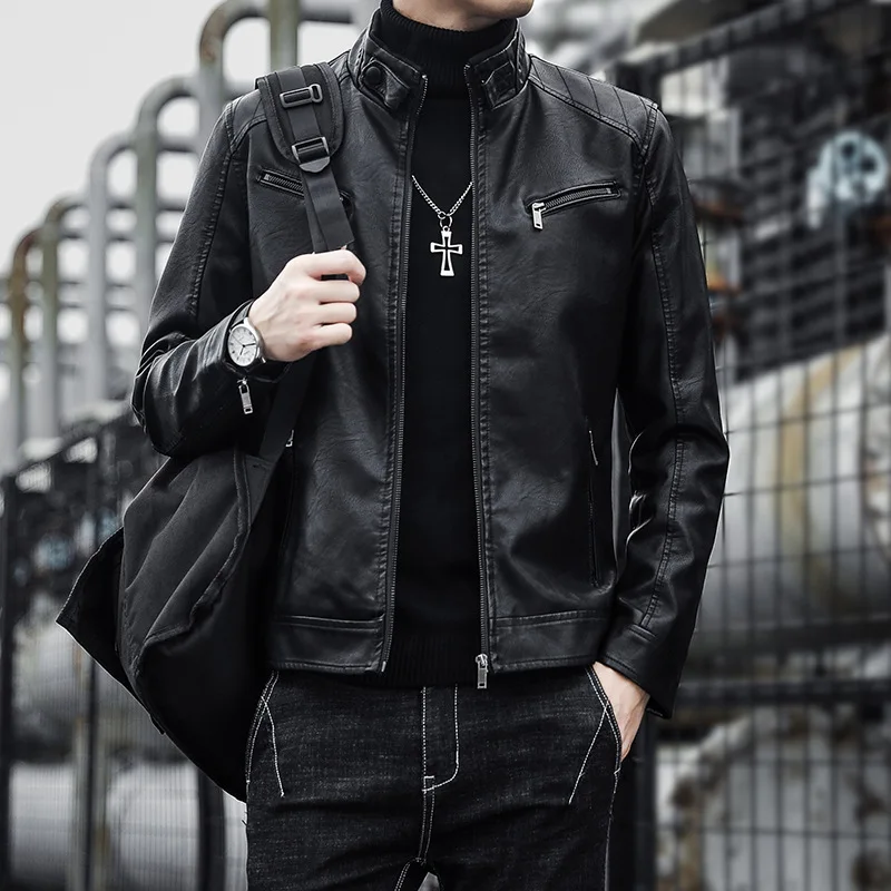 

Mens Jackets Business Leather Jackets 2022 Men Pu Blazers Coat New Korean Style Slim Fashion Leather Coat Streetwear