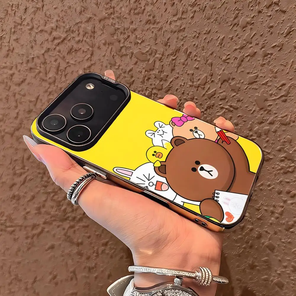 Фото Модный мультяшный чехол L-line FriendES для iPhone, серебристый корпус для iPhone 17, 16, 15, 14, 13, 12, 11 Pro Max Plus №2