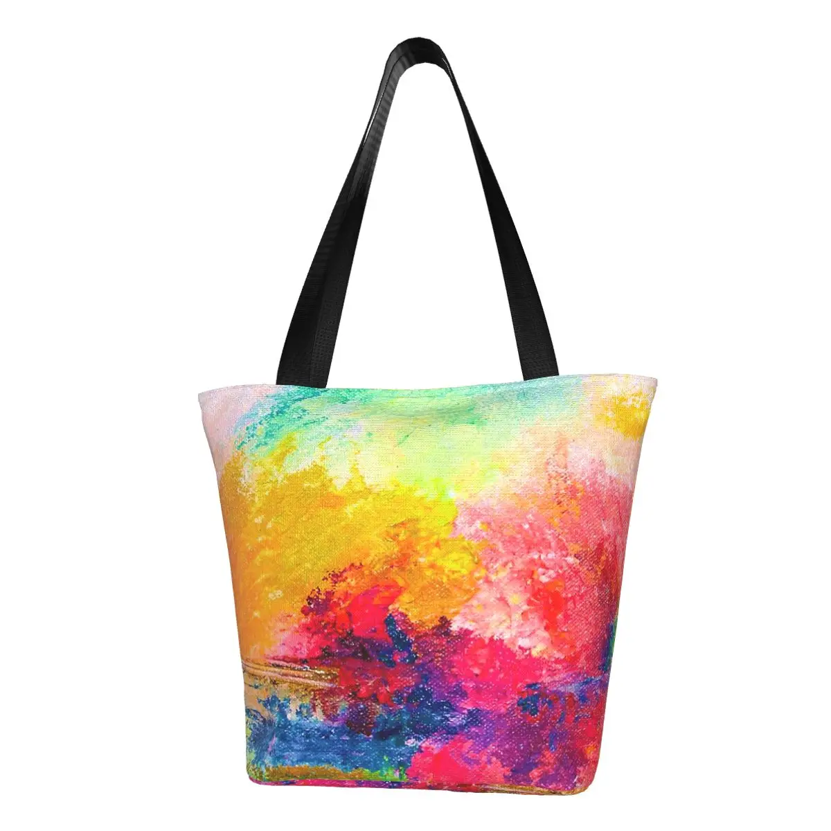 Bright Colorful Abstract Painting (1)-min Polyester outdoor girl handbag, woman shopping bag, shoulder bag, canvas bag, gift bag