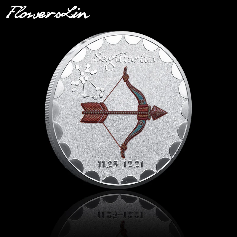 

Sagittarius Commemorative Coin Twelve Constellation Date 11.23-12.21 Silver Lucky Coin Metal Badge Collect Happy Birthday Gift