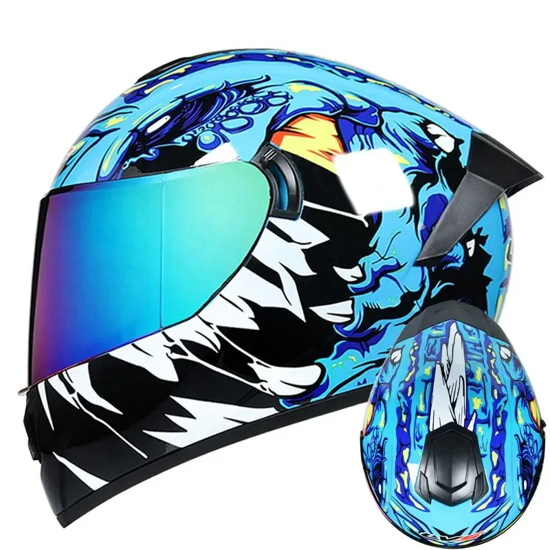 Full Face Racing Helmets Cos For Men Women Knight motorcycle accessories Winter Warm Double Visor Helmet Motorbike Sports helmet