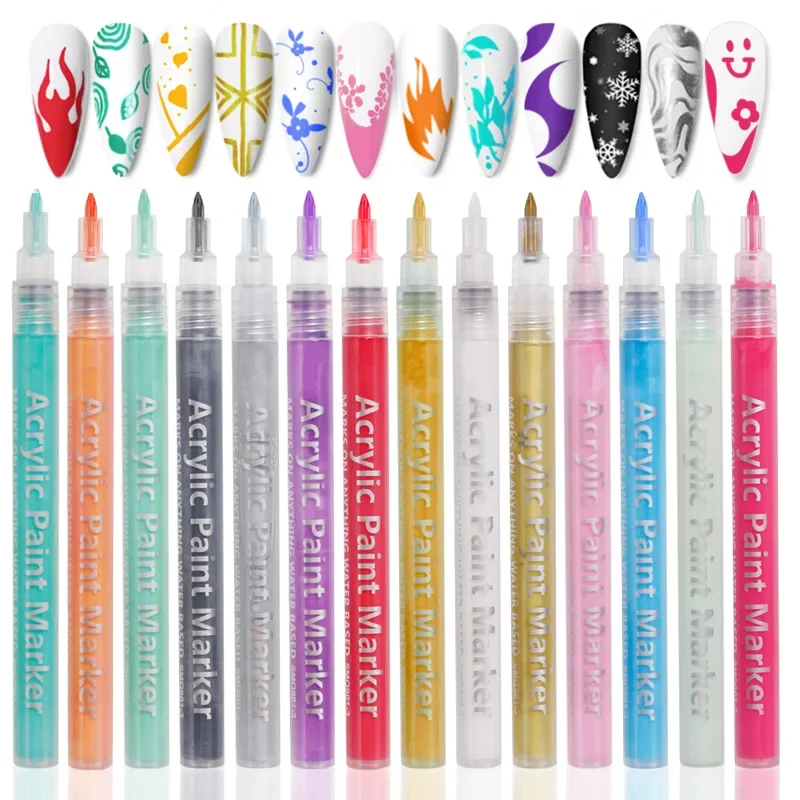 

12Pcs Nail Art Graffiti Pen Colorful Waterproof Drawing Painting Liner Brush Nail Polish Pen DIY Nail Art Decor Accessorie