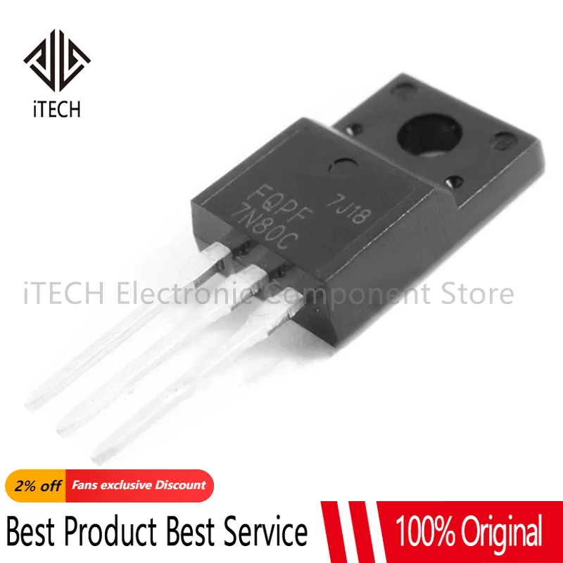 10 шт FQPF7N80C TO-220F FQPF7N80 TO-220 7N80 7N80C 800V 7A Новинка