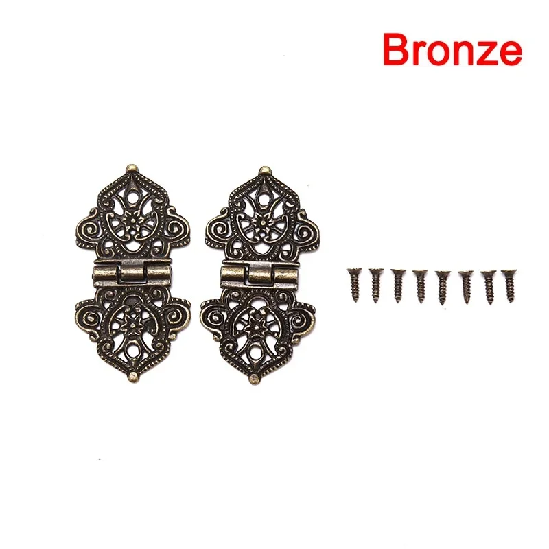 3 шт./компл., винтажная петля из сплава с полым цветком, 24*54 мм, мебельная фурнитура, сделай сам, коробка, металлические петли